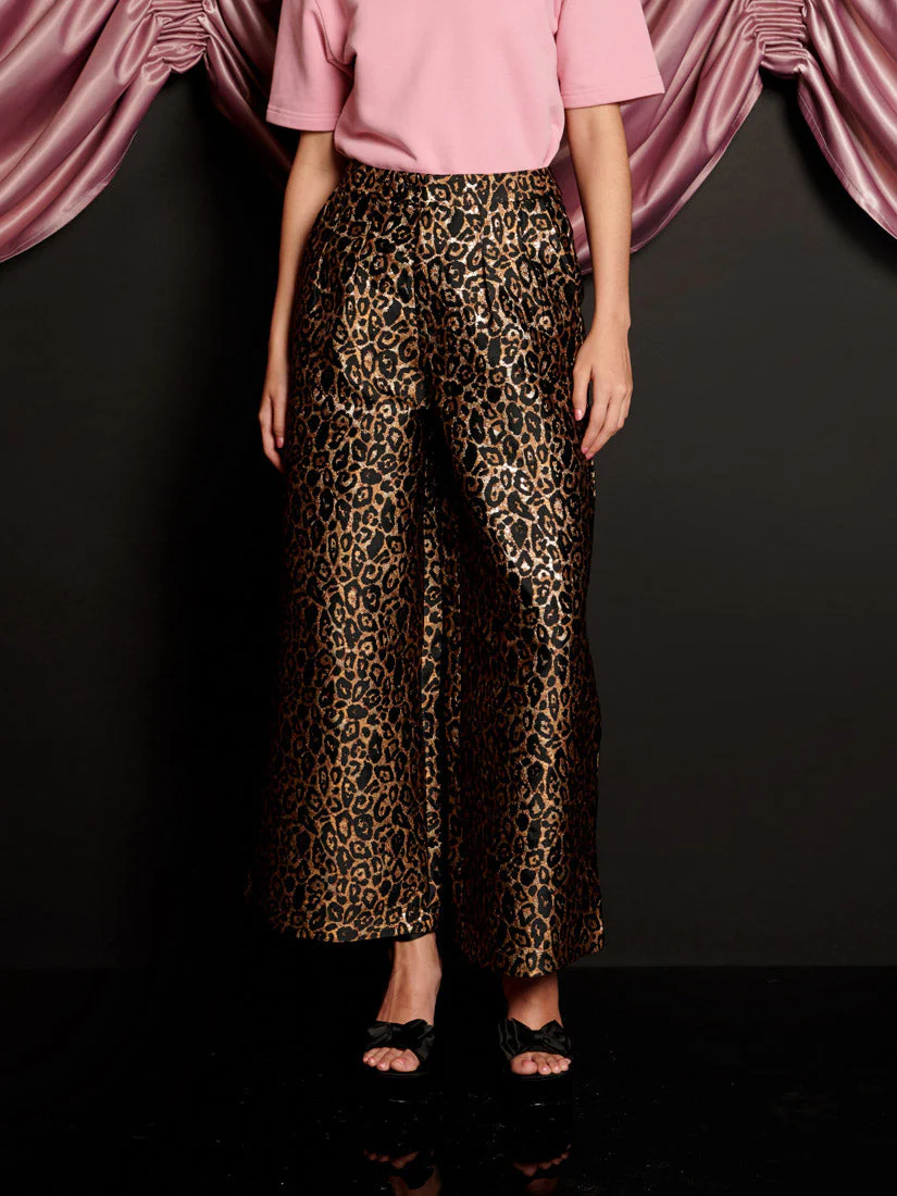 Cherie Leopard Jacquard Trousers - Image 2