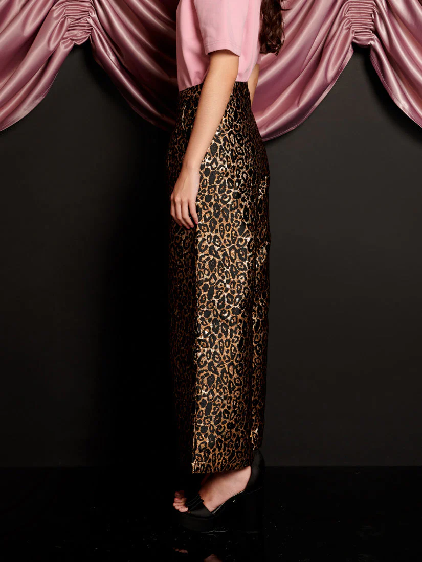 Cherie Leopard Jacquard Trousers - Image 3