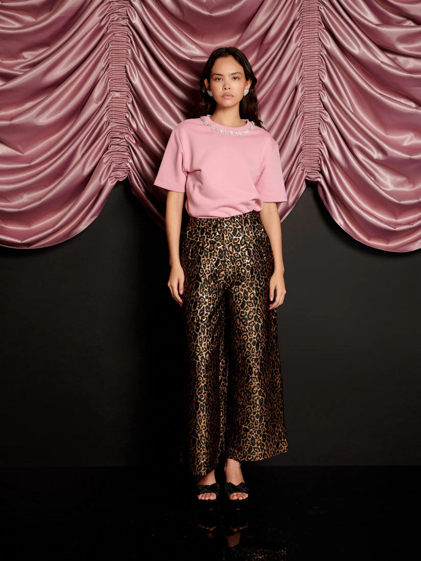Cherie Leopard Jacquard Trousers - Image 4