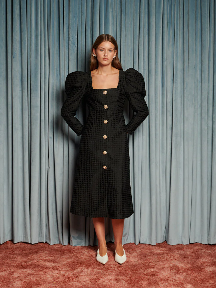 Cinematic Jacquard Midi Dress - Image 4