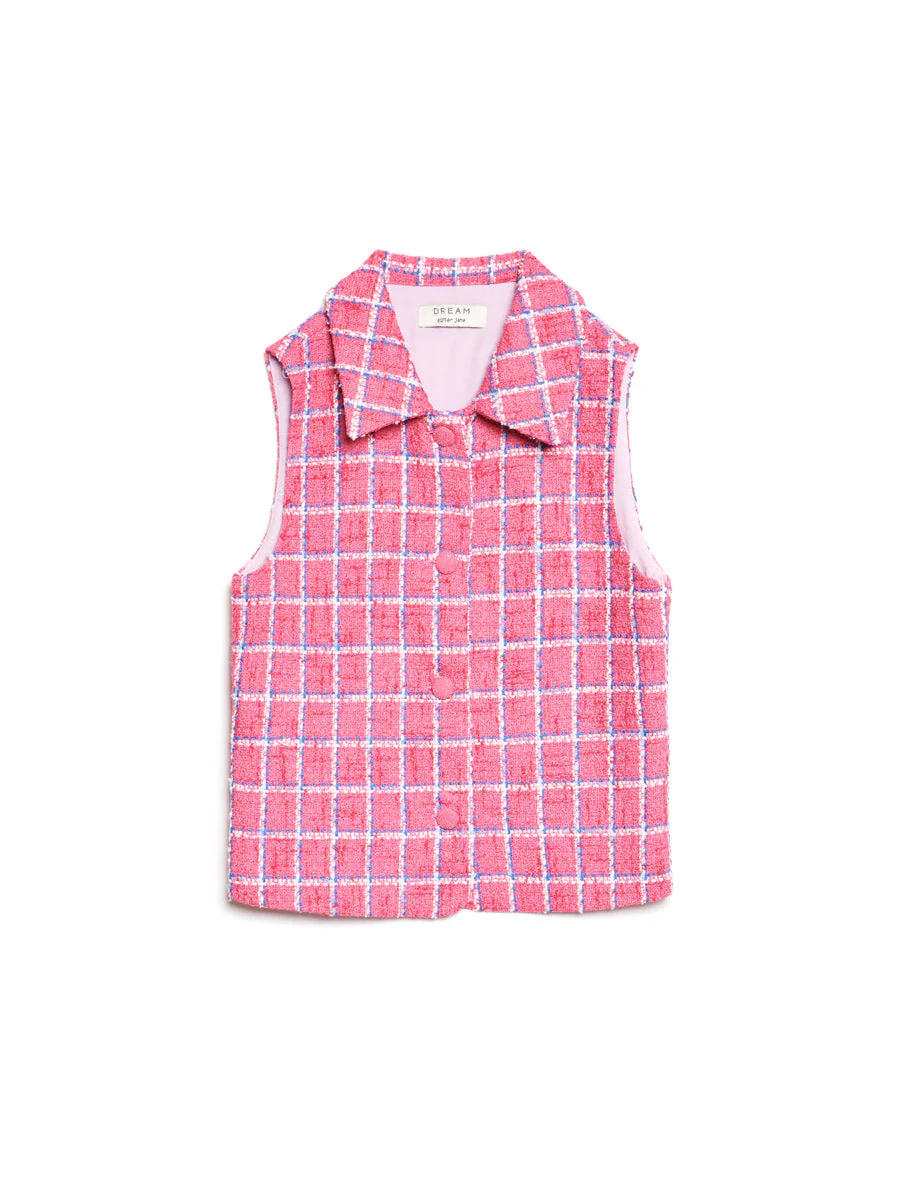 <b>DREAM</b> Cottage Check Tweed Vest - Image 7