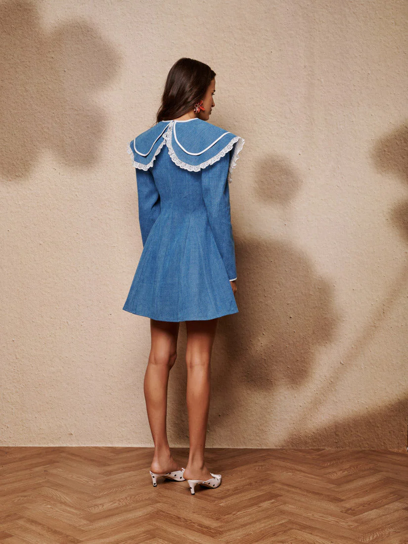 Dappled Denim Mini Dress - Image 3
