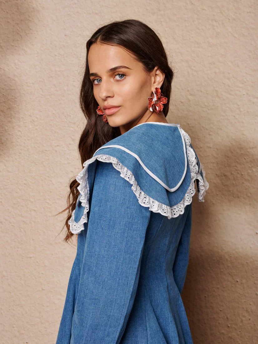 Dappled Denim Mini Dress - Image 5