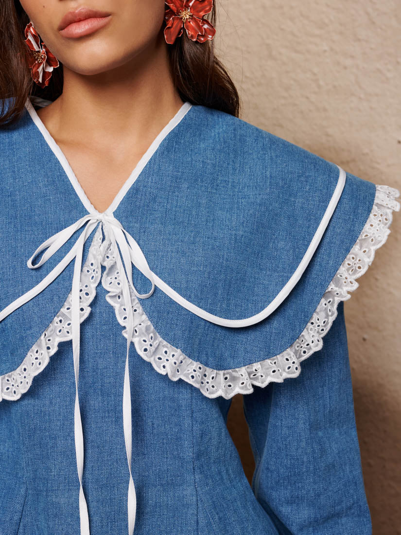 Dappled Denim Mini Dress - Image 6