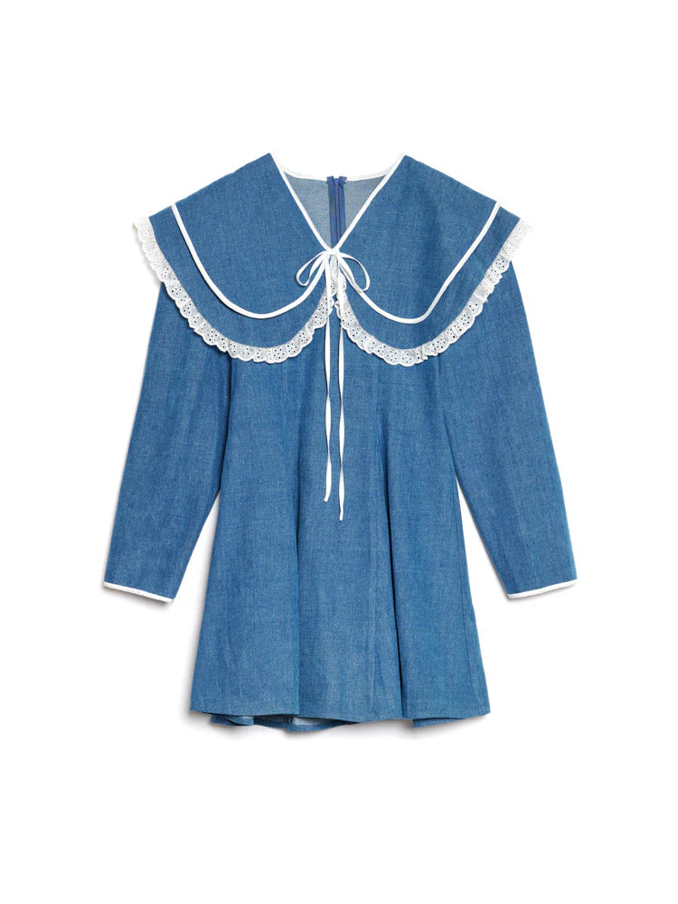Dappled Denim Mini Dress - Image 7