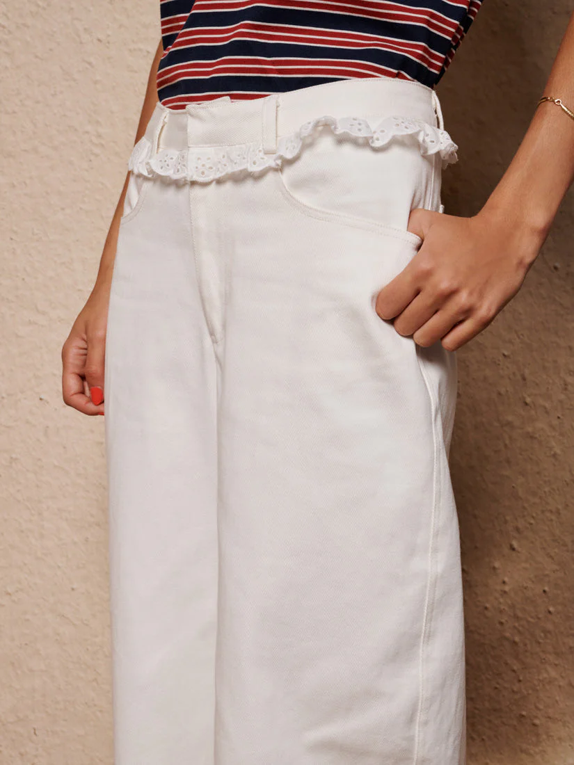 Dappled Denim Trimmed Jeans - Image 5