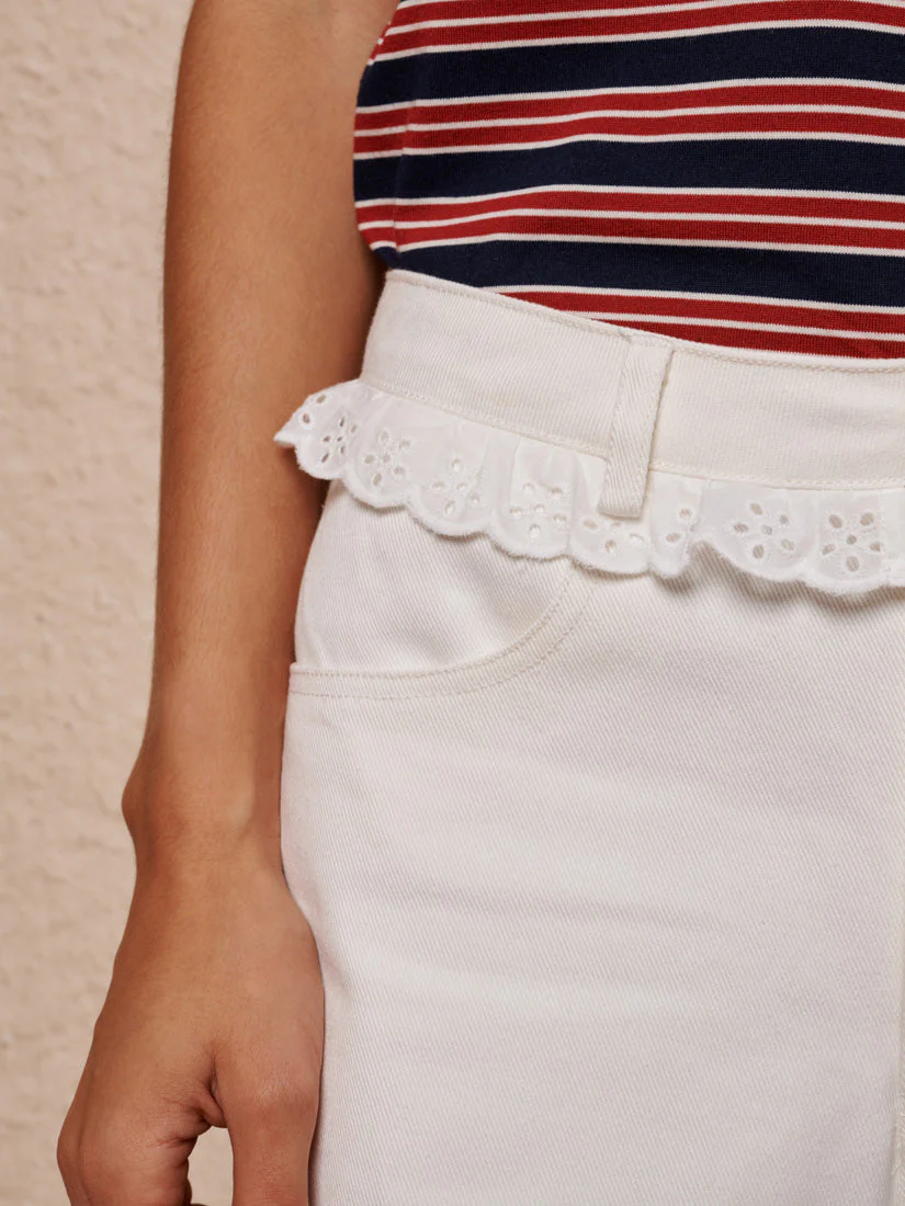 Dappled Denim Trimmed Jeans - Image 6