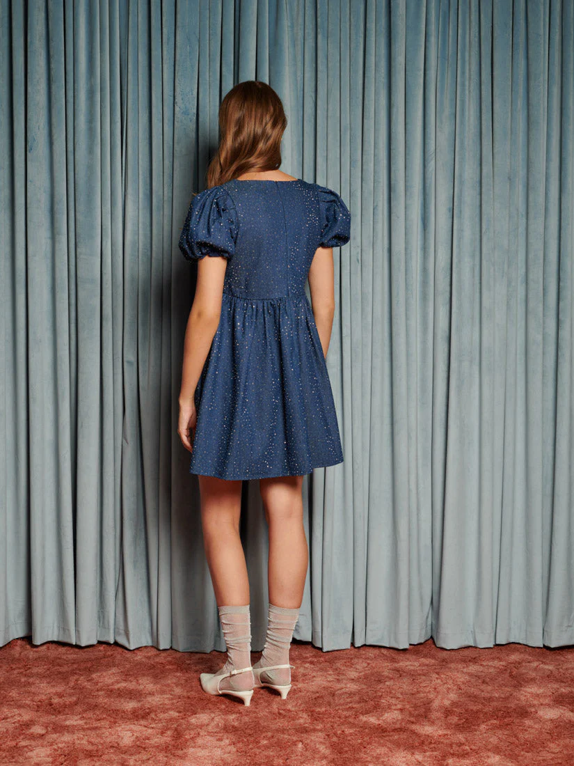 Daze Embellished Denim Mini Dress - Image 3