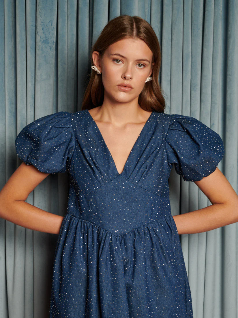 Daze Embellished Denim Mini Dress - Image 5