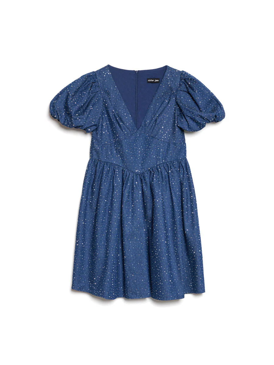 Daze Embellished Denim Mini Dress - Image 7