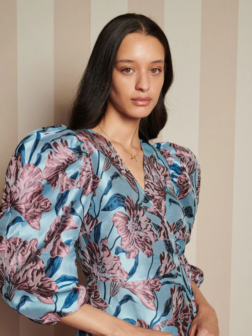 Deco Bloom Jacquard Mini Wrap Dress - Image 5