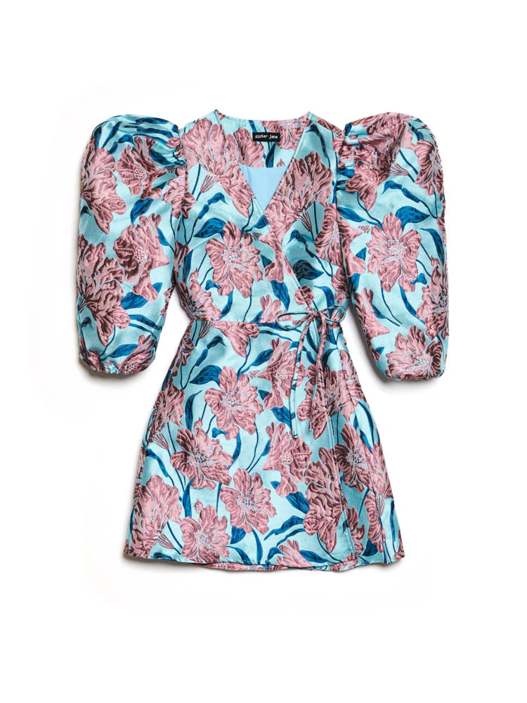 Deco Bloom Jacquard Mini Wrap Dress - Image 7