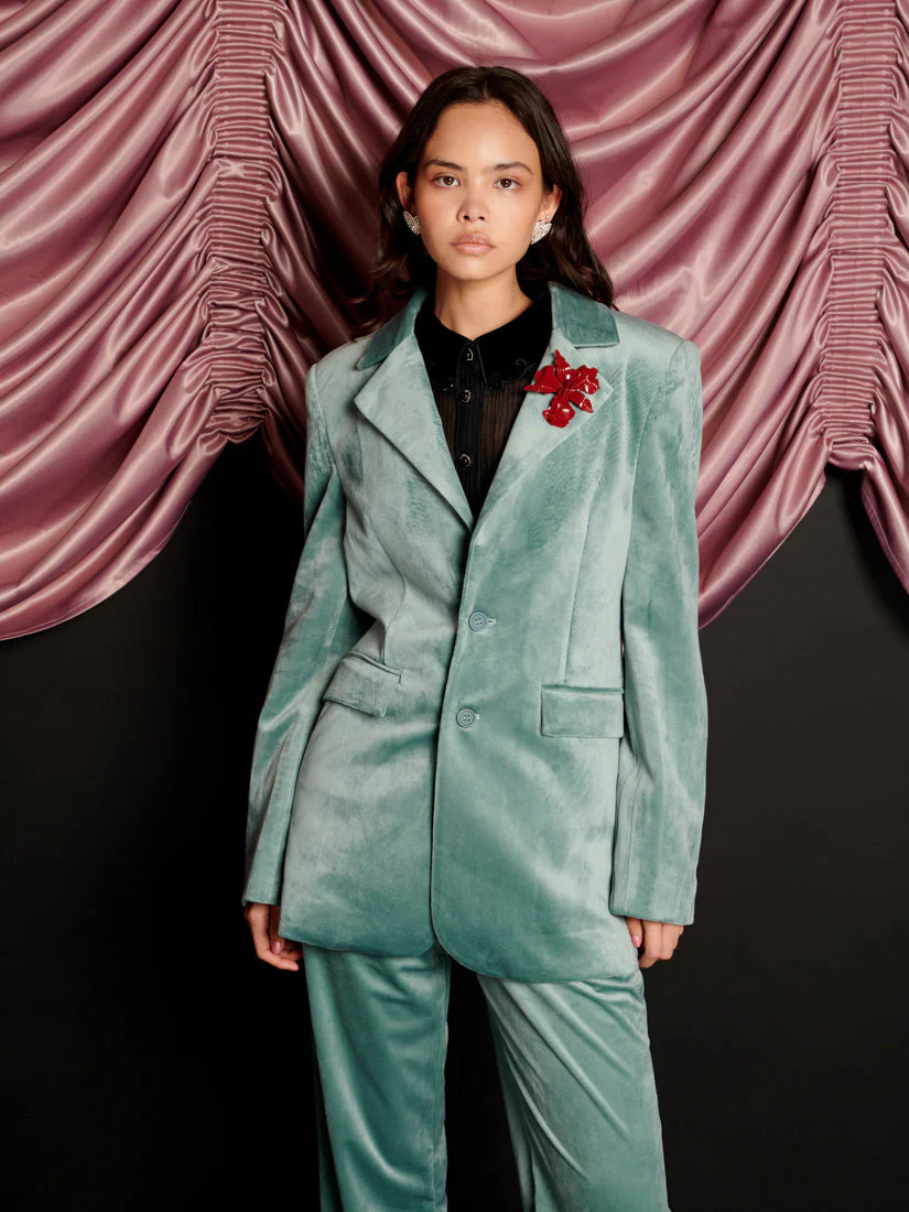 Elio Velvet Single Breasted Blazer - Image 3