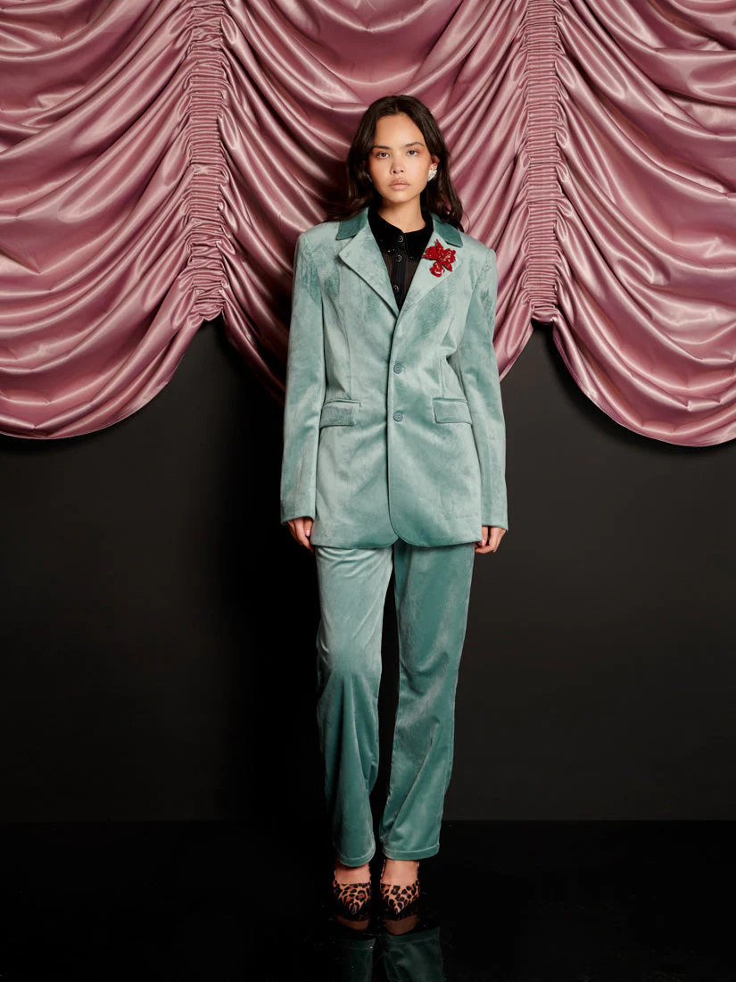 Elio Velvet Single Breasted Blazer - Image 4
