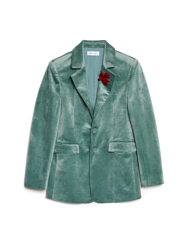 Elio Velvet Single Breasted Blazer - Image 9