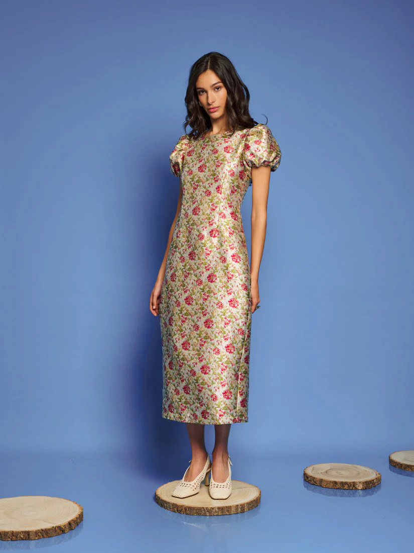 <b>DREAM</b> Forest Echo Jacquard Midi Dress - Image 4