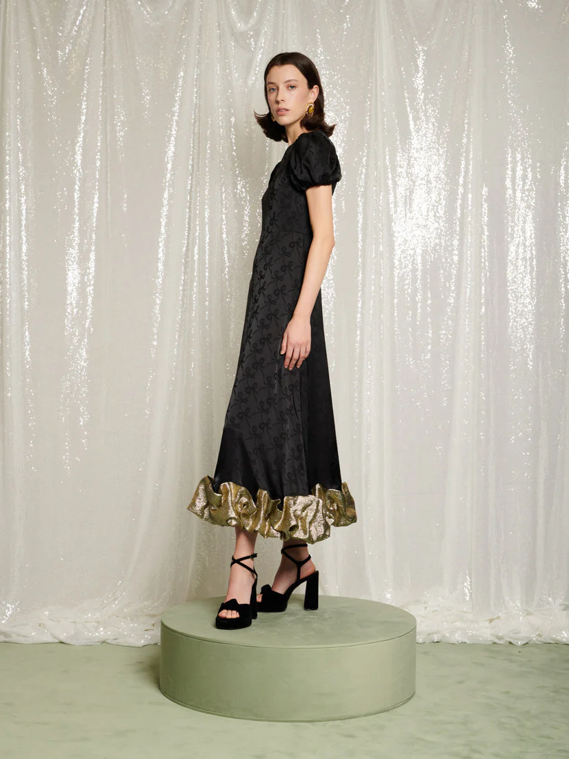 Gilded Ruffle Midi Dress - Image 3