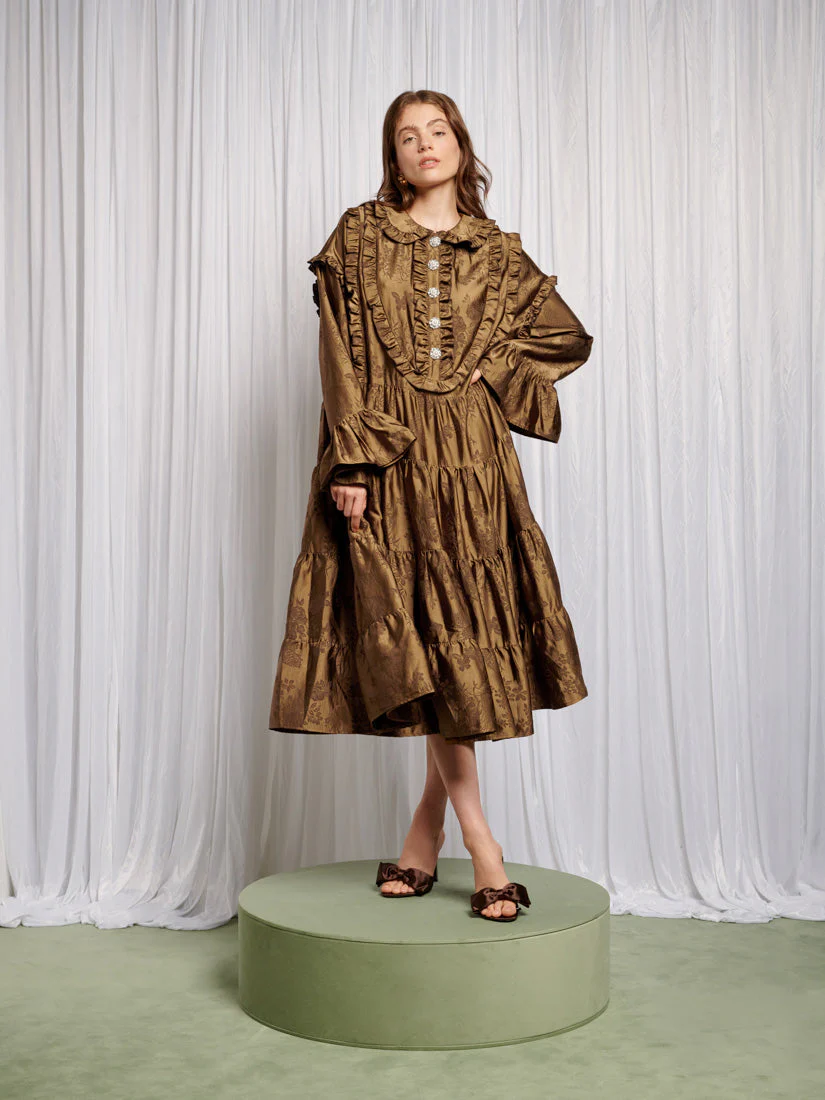 Helen Bib Jacquard Midi Dress - Image 2