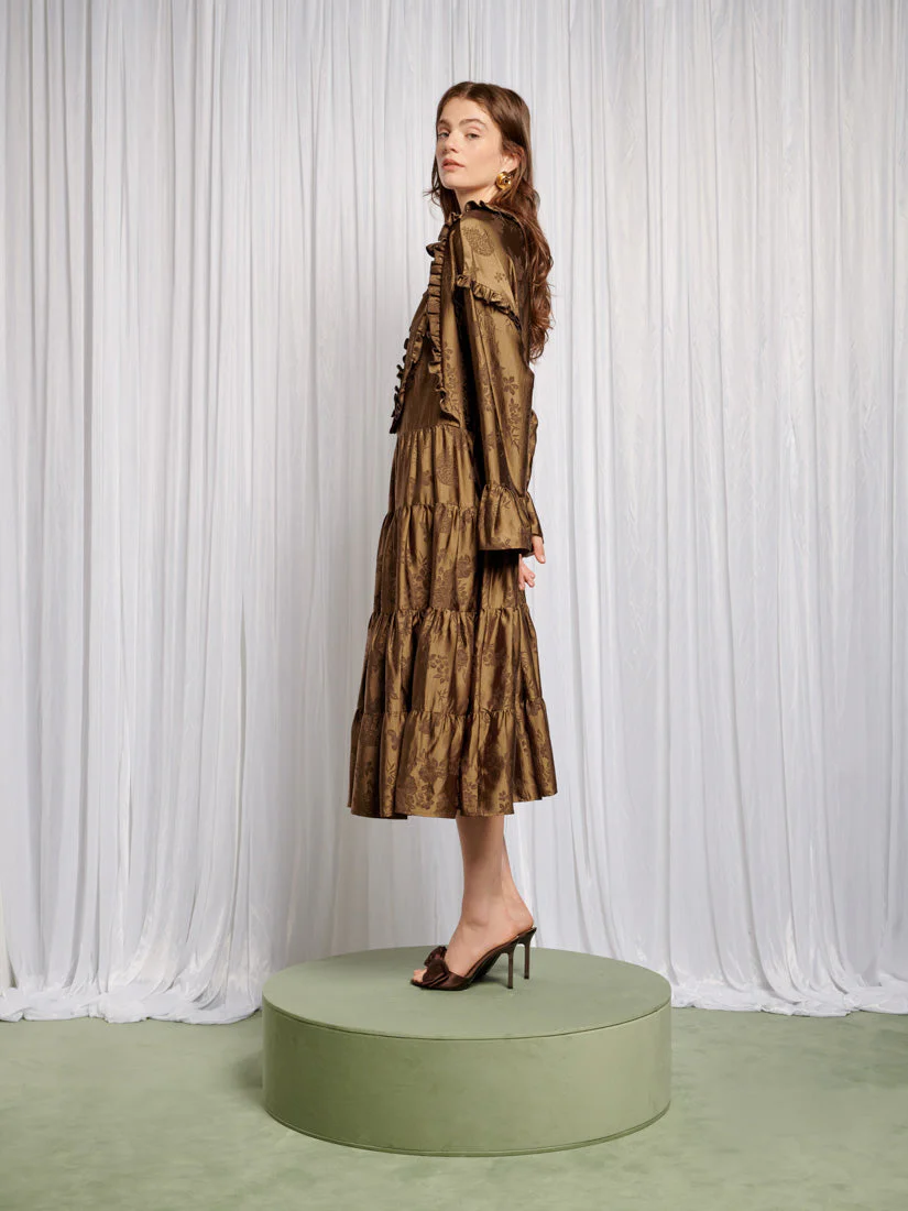 Helen Bib Jacquard Midi Dress - Image 3