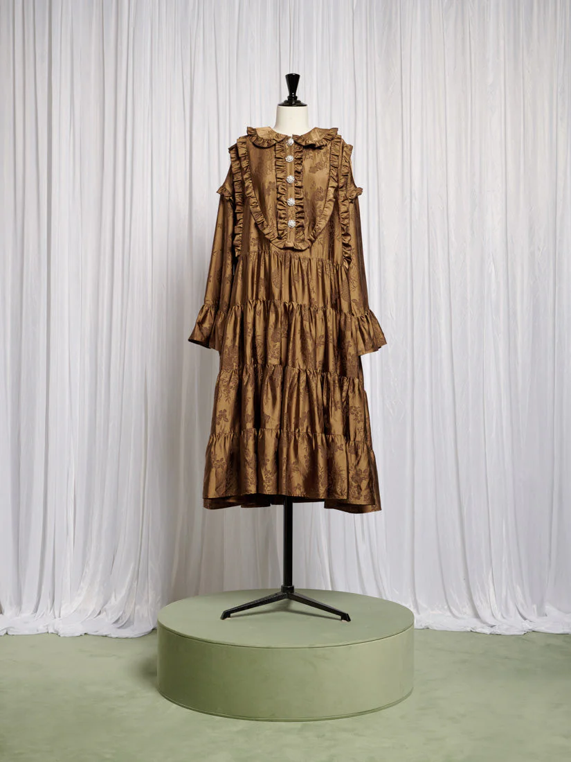 Helen Bib Jacquard Midi Dress - Image 4
