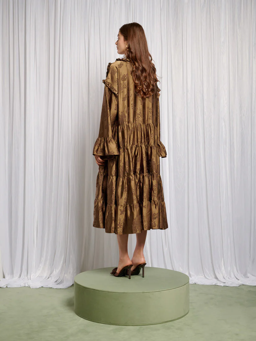 Helen Bib Jacquard Midi Dress - Image 5