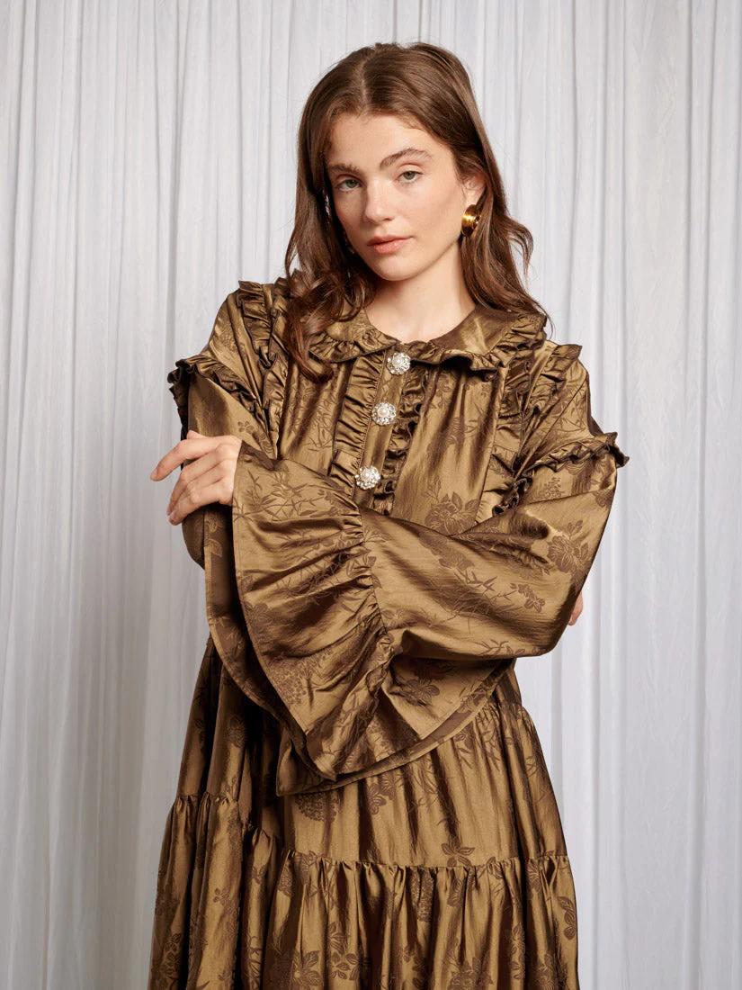 Helen Bib Jacquard Midi Dress - Image 6