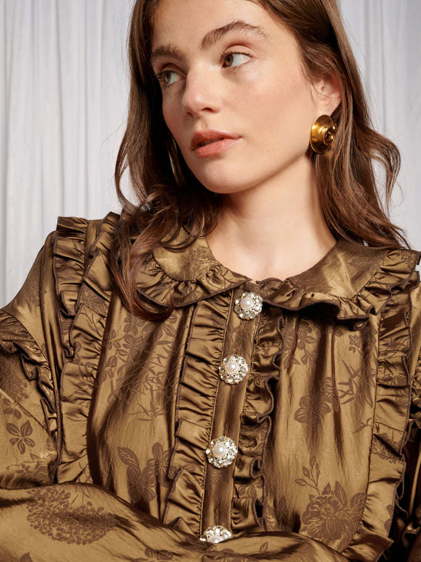 Helen Bib Jacquard Midi Dress - Image 7