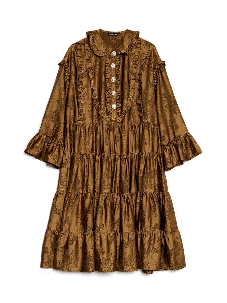Helen Bib Jacquard Midi Dress - Image 8