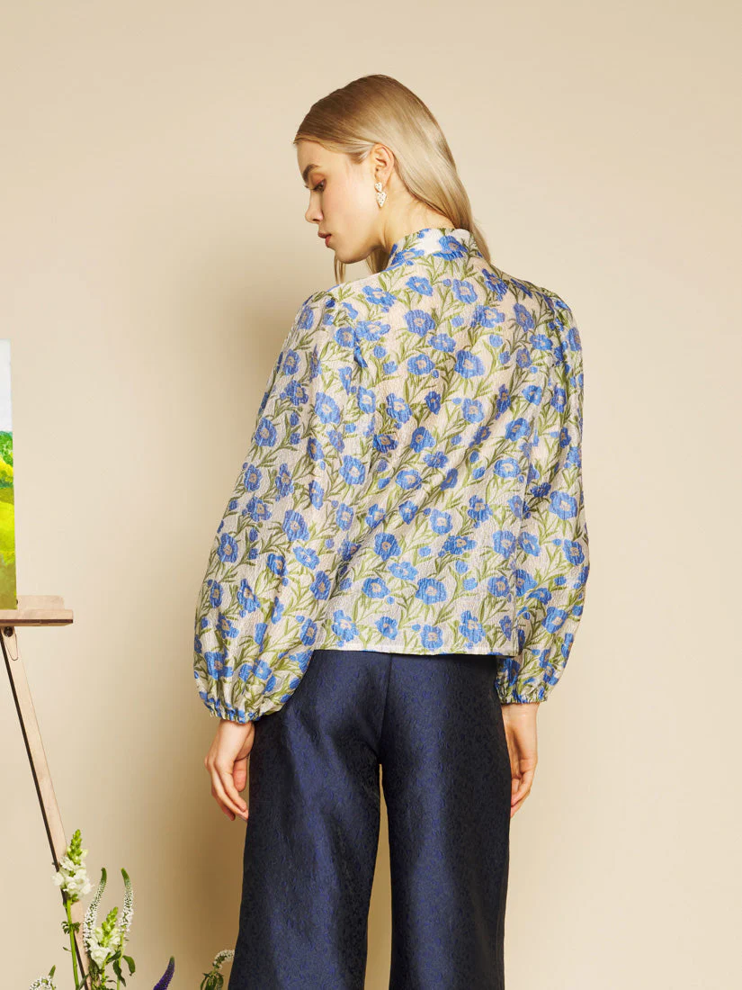 Iris Jacquard Bow Blouse - Image 3