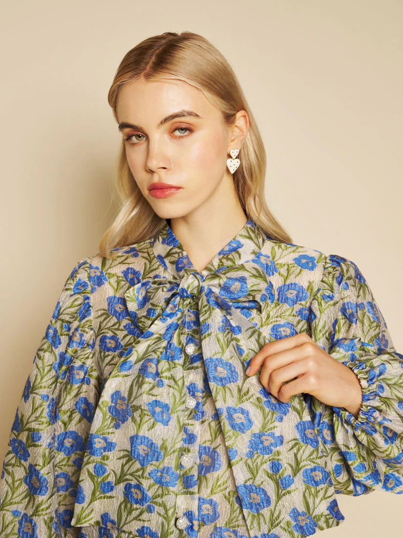 Iris Jacquard Bow Blouse - Image 5