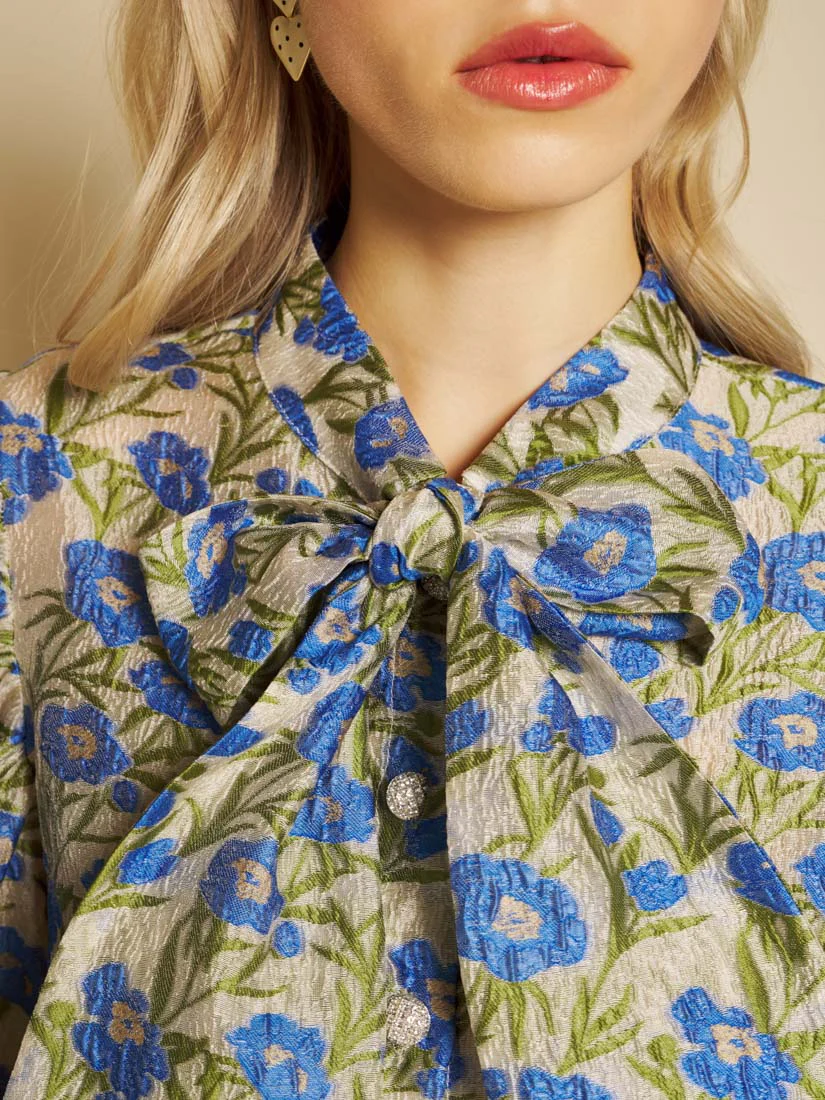Iris Jacquard Bow Blouse - Image 6