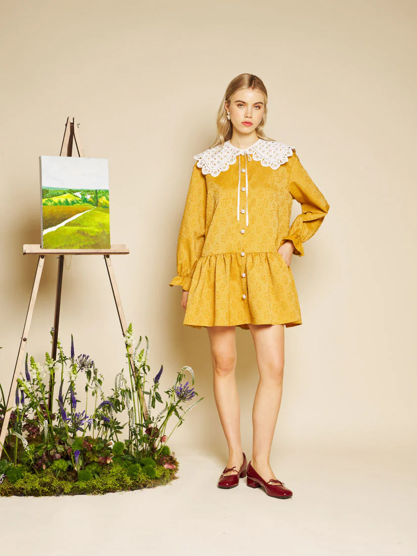 Jaune Jacquard Mini Dress - Image 2