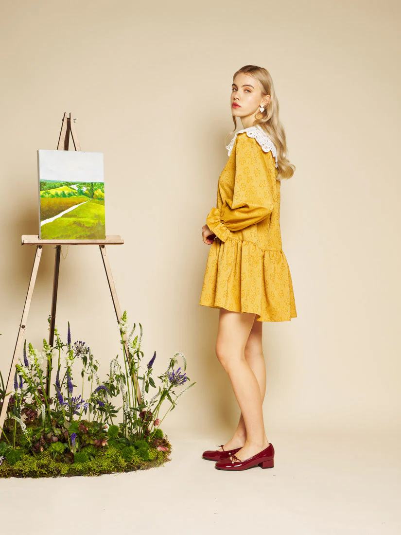 Jaune Jacquard Mini Dress - Image 3