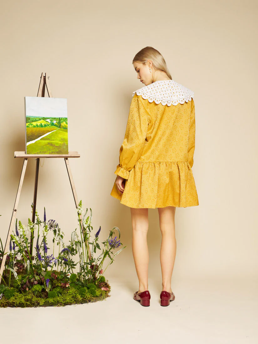 Jaune Jacquard Mini Dress - Image 4