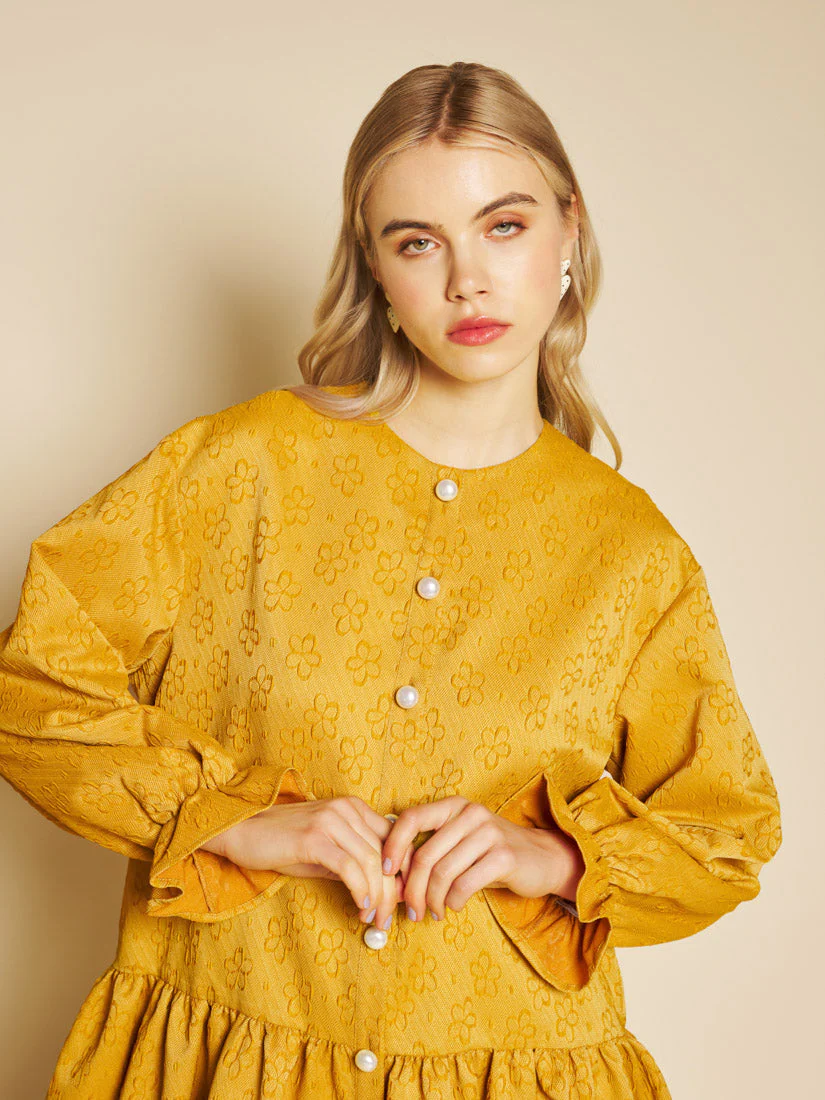 Jaune Jacquard Mini Dress - Image 6