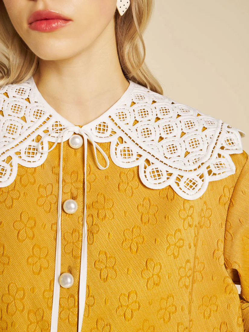 Jaune Jacquard Mini Dress - Image 7