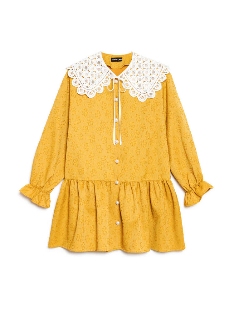 Jaune Jacquard Mini Dress - Image 8