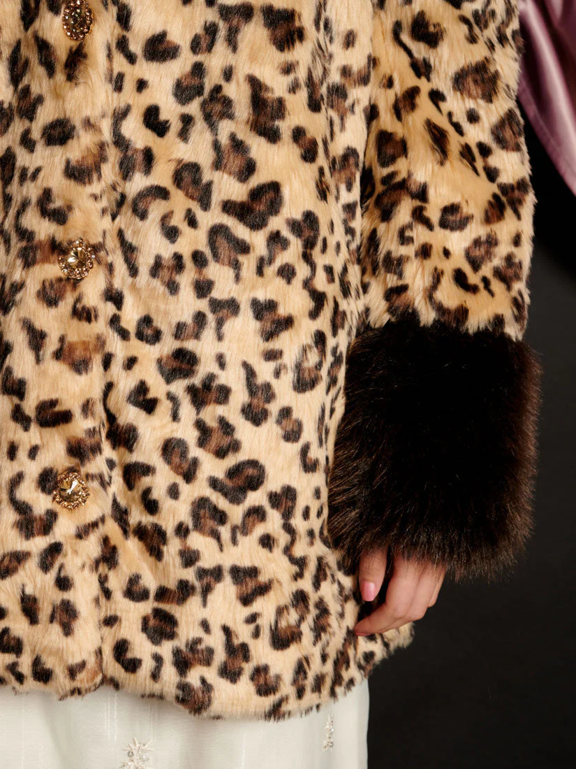 Malone Faux Fur Leopard Coat - Image 6
