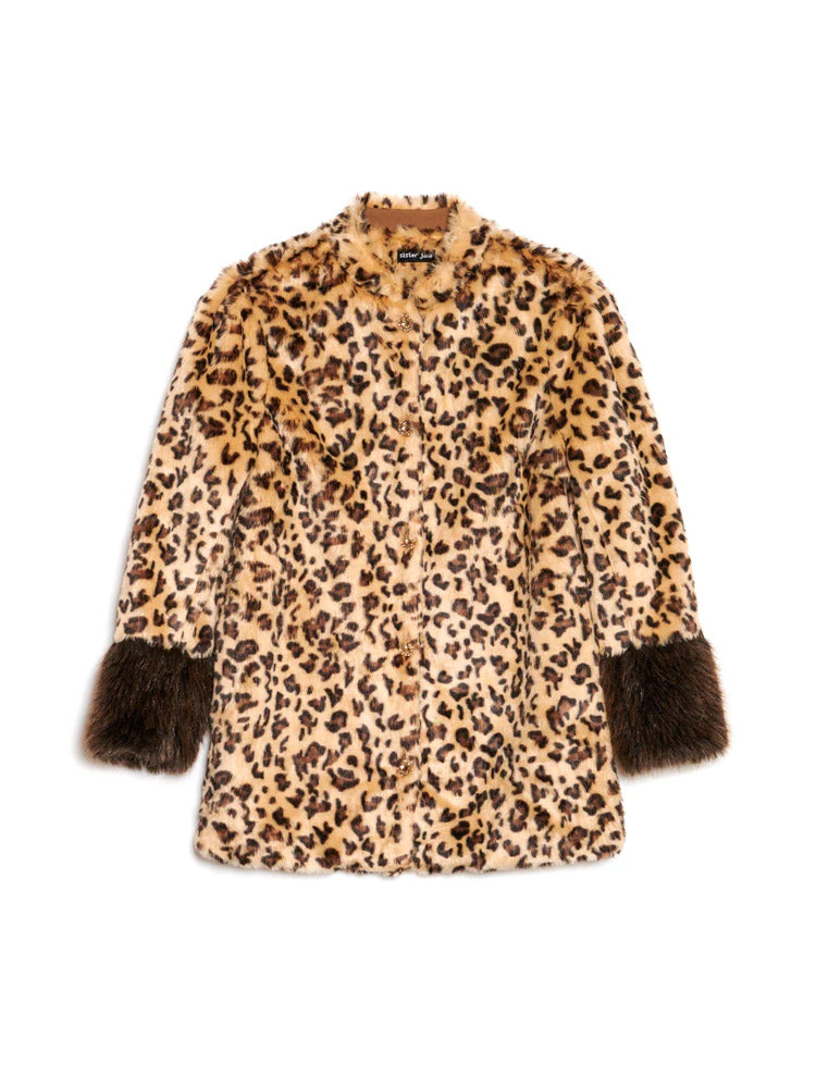 Malone Faux Fur Leopard Coat - Image 7