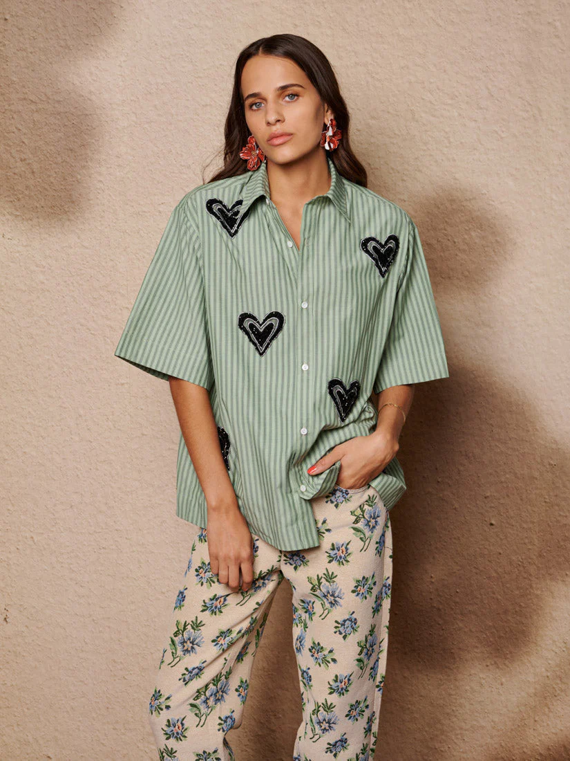 Maris Heart Embellished Boxy Shirt - Image 3