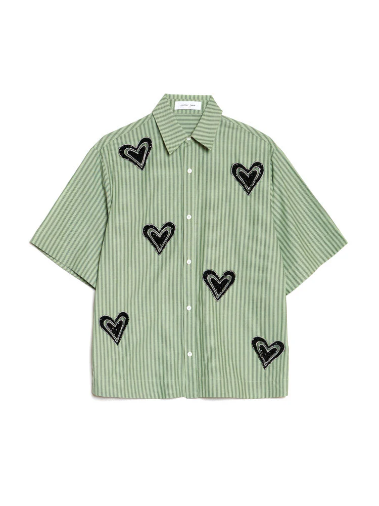 Maris Heart Embellished Boxy Shirt - Image 9