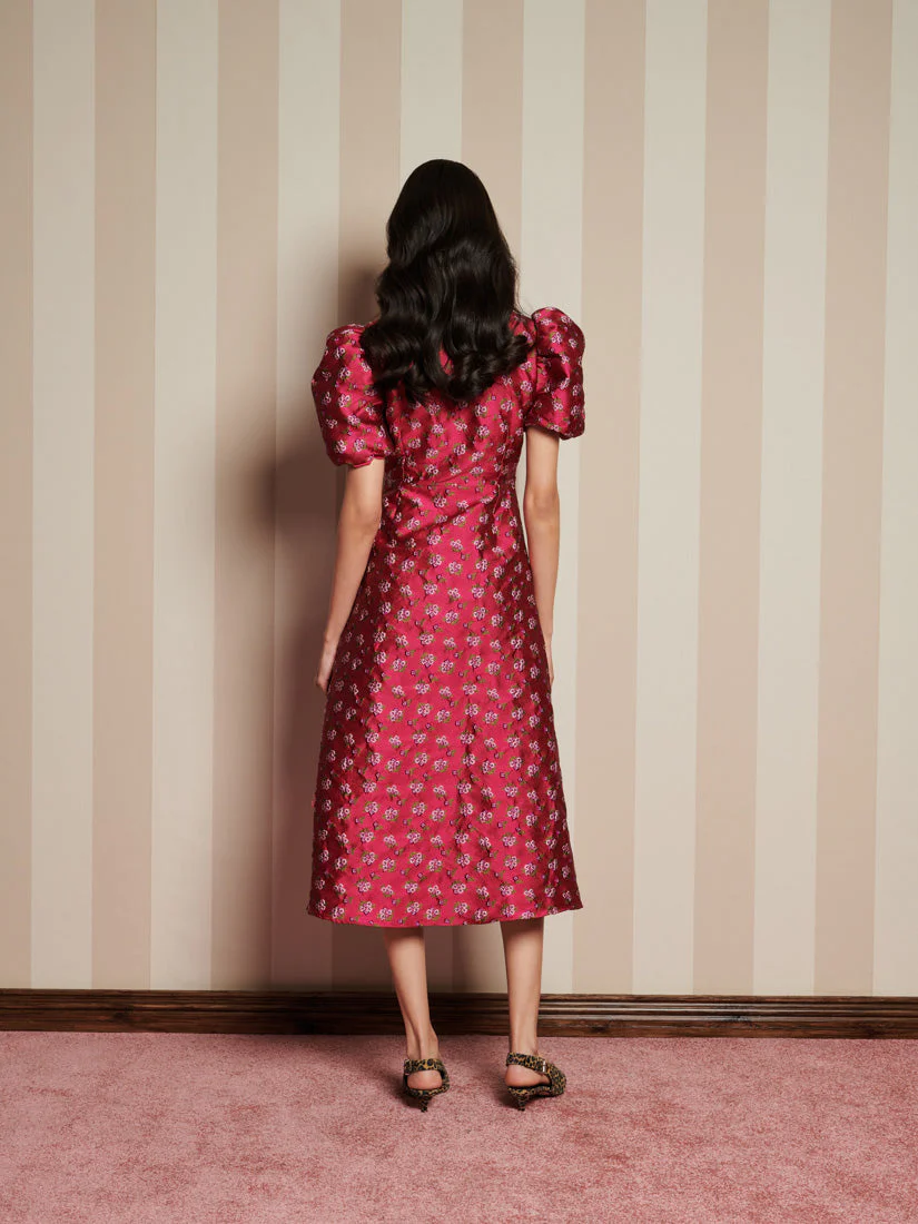 Momento Jacquard Midi Wrap Dress - Image 3