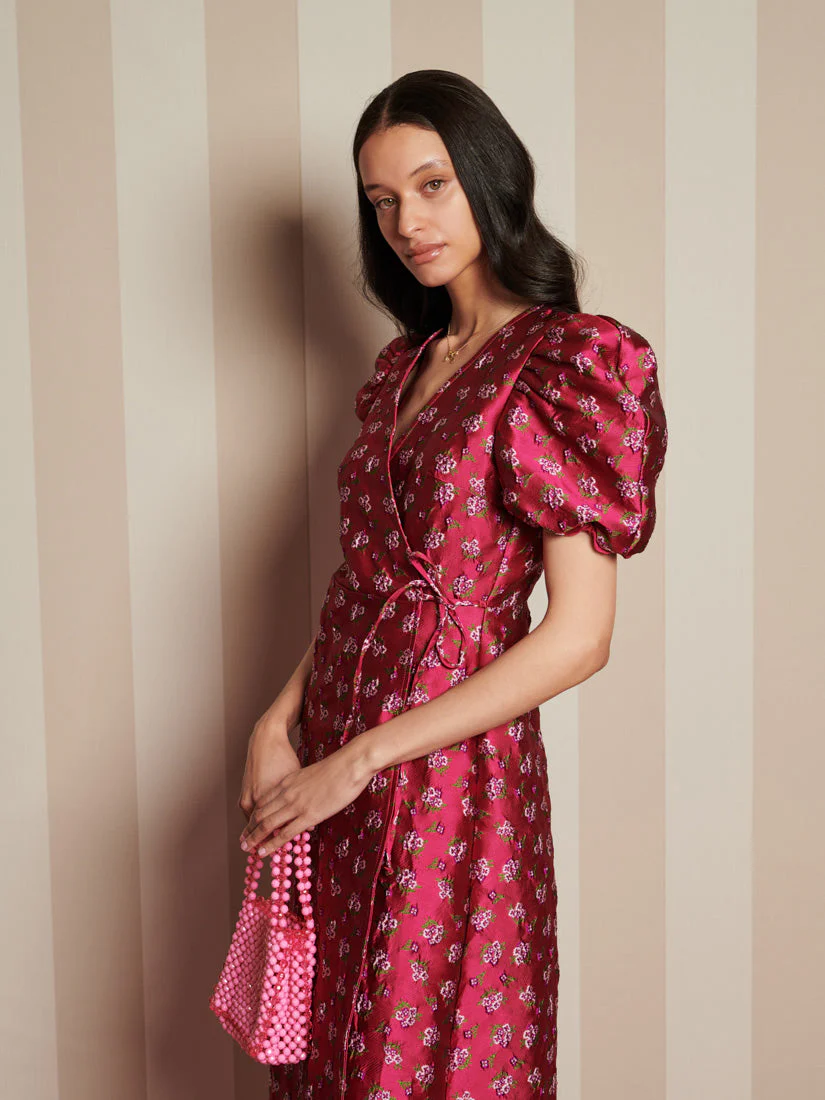 Momento Jacquard Midi Wrap Dress - Image 5