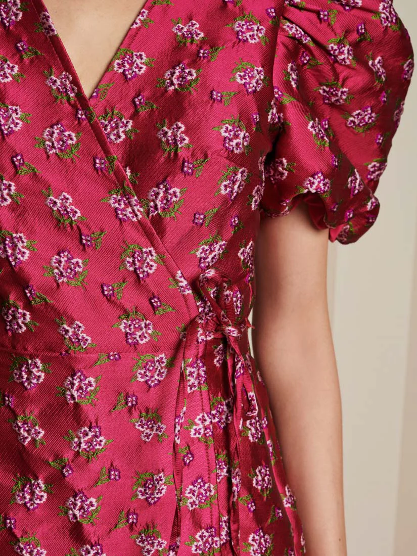 Momento Jacquard Midi Wrap Dress - Image 6