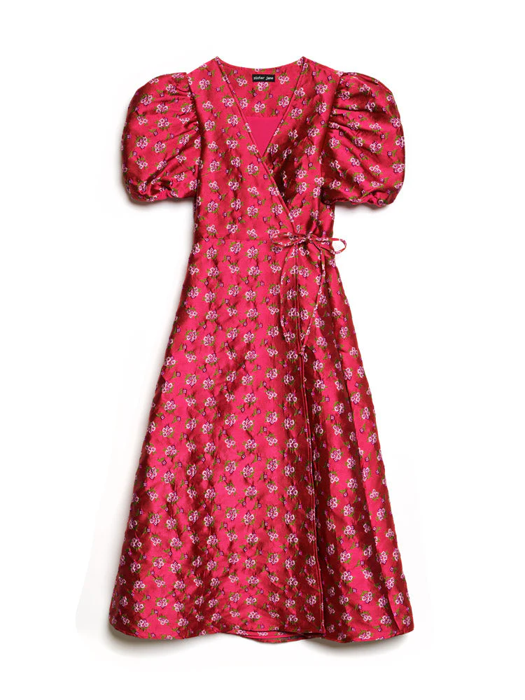 Momento Jacquard Midi Wrap Dress - Image 7