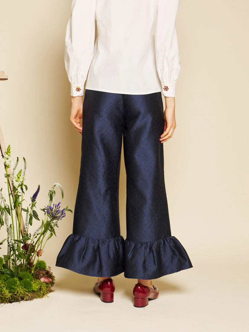 Orchid Jacquard Ruffle Trousers - Image 3
