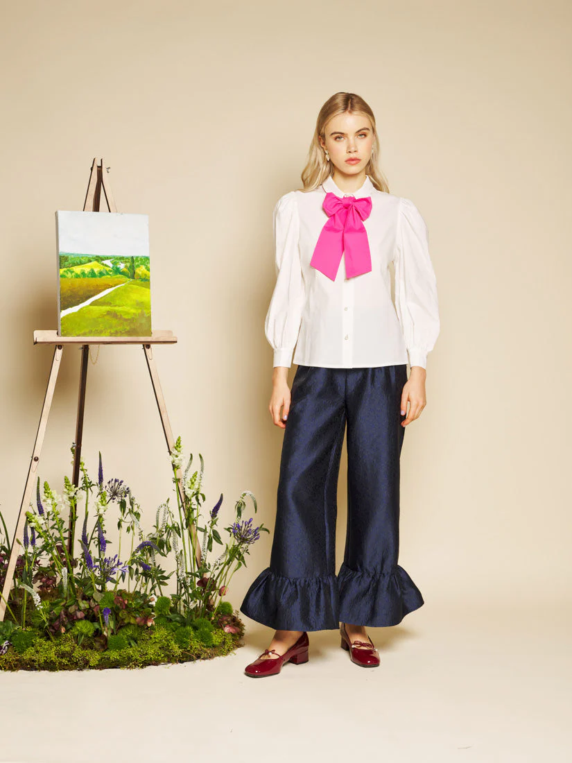 Orchid Jacquard Ruffle Trousers - Image 4
