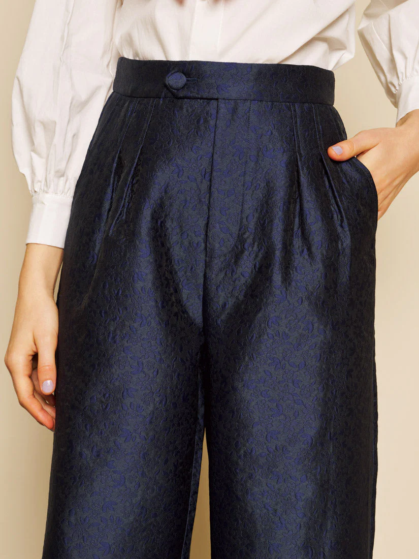 Orchid Jacquard Ruffle Trousers - Image 5