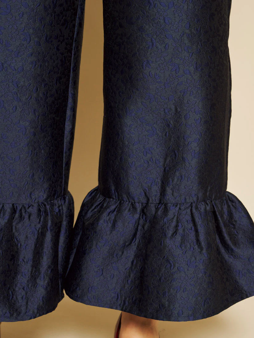 Orchid Jacquard Ruffle Trousers - Image 6