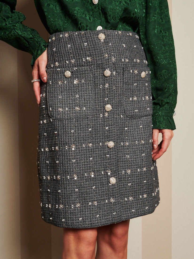<b>DREAM</b> Parlour Tweed Midi Skirt - Image 5